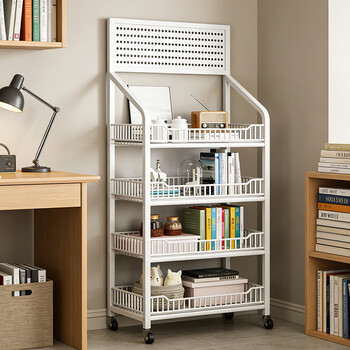 Jingcai storage rack floor-standing storage rack bookshelf snack display rack hole plate metal rack jcj16 four layers 50cm white