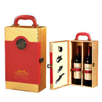 Fantasy red wine box single red wine leather box wine gift box wine box red wine packaging box 1 box red 1188 double box with wine utensils
