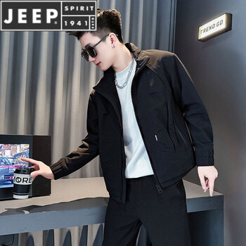 Jeep spirit cotton-padded jacket men's super popular thickened top 2025 new autumn and winter style handsome casual jacket black upgraded thickened m recommended 90~110 catties