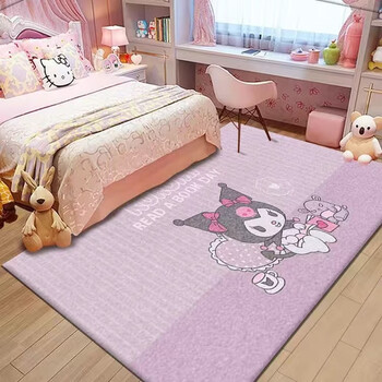 Fantasy kuromi cute girl bedside blanket thickened bedroom sofa blanket home living room carpet bay window floor mat customized bedroom kuromi 50x80cm