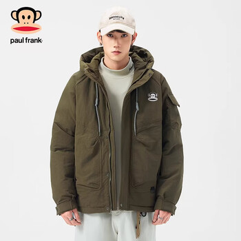 Paul frank american retro casual down jacket men's 2026 spring new loose warm and comfortable trendy sports top green 85% white duck down m recommended 100-120 catties