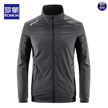 Romon 2025 spring and autumn jacket men's thin loose large size stretch windproof top versatile casual sports stand collar jacket gray xl