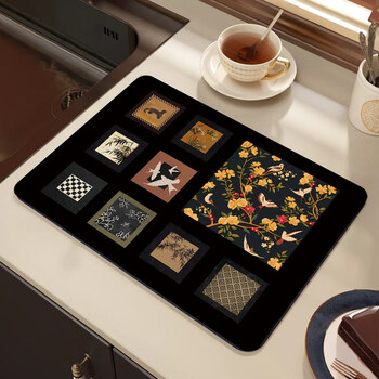 Gefuya light luxury kitchen countertop drain mat diatom mud absorbent mat coffee machine mat desktop insulating tea mat mange garden 1-diatom mud 50*80cm non-slip and scratch-resistant