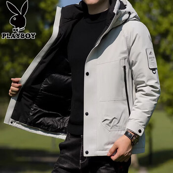 Playboy outdoor three-proof charge down jacket men's winter thickened 2025 new workwear men's warm white duck down jacket ivory white m 165 recommended 100-114 catties
