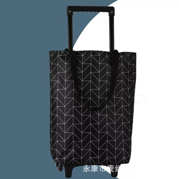 Yusenyi cross-border wheeled trolley shopping bag supermarket grocery cart small trolley shopping cart portable large-capacity trolley hand-pulled black space thickened trolley button bag mouth