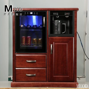 Lzjv light luxury high-end solid wood multi-functional red wine cabinet refrigeration refrigerator cabinet tea brewing machine water dispenser smart dining side tea cabinet heating type multi-layer solid wood qb01-1-b warm