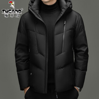 Woodpecker high-end white duck down jacket men's winter thickened and warm high-fill velvet bread coat warm hooded cold-proof jacket rr-yr2556 black m 170/92a