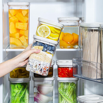 Sungsa plastic sealed jar refrigerator fresh-keeping jar grain storage jar rotating food tea jar transparent with lid medium size 1300ml