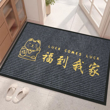Sanqi tiger floor mats for entrance to commercial stores and door mats for hotel entrance welcome carpets non-slip and water-absorbent welcome door mats striped lucky cat blessing to my home dark gray 60x90cm