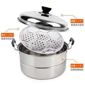 Supor's same series of thickened stainless steel single-layer mini steamer household soup pot electromagnetic thickened single-layer with a steaming sheet 26cm