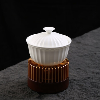 Oimg high-end new chinese ceramic tableware red covered bowl small stew pot with lid hotel club restaurant candle heating stew pot jiuhua cup (white) + stove base
