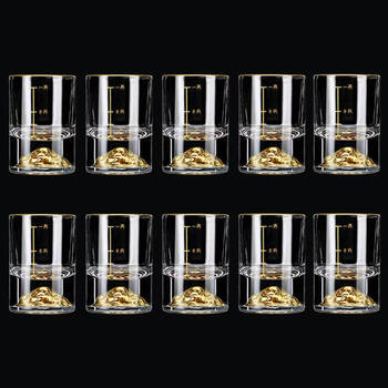 Wing fantasy 2025 new two-liang white wine glass light luxury jinshan wine dispenser household crystal glass high-end wine set jinshan one-liang cup 10 pieces gold cup mouth gold scale upgraded thickening