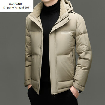 Emporio armani ea7 armani high-end men's down jacket winter new middle-aged business casual warm thickened 90 duck down jacket light khaki m recommended weight 100-120 pounds