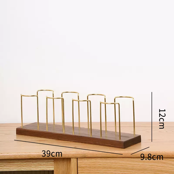 Yusen memory rack brass cup holder disposable cup paper cup holder water cup storage rack solid wood square base short black walnut four-cup storage rack
