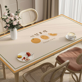 Yusenyi dining table mat anti-scalding rectangular tablecloth waterproof and oil-proof no-wash household coffee table mat fafa xixiangshi orange 85*140cm