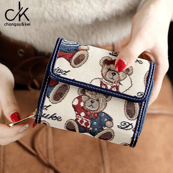 Chongsukei small&ck wallet women's short 2025 new fashion korean version trendy student small fresh lady cute small wallet hand new flag white in stock collection and purchase priority delivery