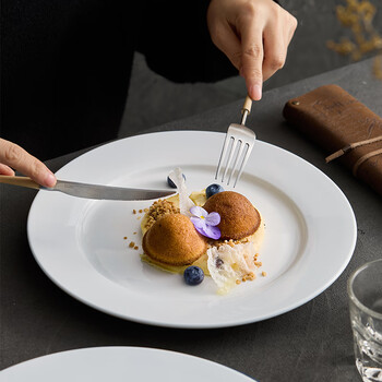 Chidu flat plate large banquet special steak plate creative display dessert plate round dish plate hotel western food plate 10-inch flat plate