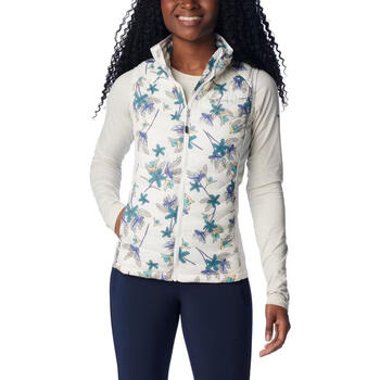 Columbia women's down jacket warm, windproof and breathable printed stand collar lightweight quilted winter outdoor vest light luxurious casual white one size | s