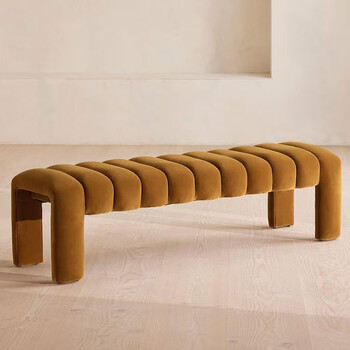 Fantasy nordic light luxury bedside stool high-end bedroom sheep velvet rest stool clothing store long stool fabric shoe changing stool maroon frosted velvet 80x40x45cm