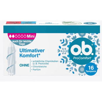 Germany's original ob instant tampons are extremely comfortable and safe, small in quantity, extremely comfortable, 2 drops of water - 16 pieces