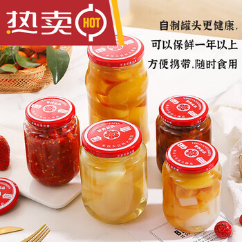 Tuojin canned bottle empty bottle with lid glass bottle can be steamed, stored and packed into sealed jars empty bottle round height 500ml empty bottle with red lid 2 pack 500ml