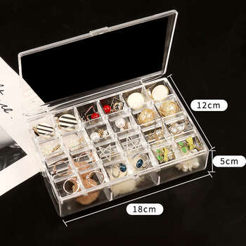 Yusenyi desktop storage box acrylic jewelry box diamond box drawer box nail diamond jewelry classification grid storage jewelry box transparent double layer 30 grids