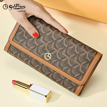 Other/other wallet women's long 2025 new vintage printed leather wallet clutch bag high-end long clip women's bag brand exclusive pattern authorized