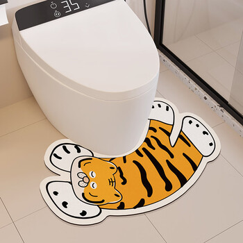 Fantasy curved cartoon toilet u-shaped floor mat bathroom toilet diatom absorbent mat anti-splash urine anti-slip toilet carpet k fun cute tribe 04 38.5x65cm economical single pack