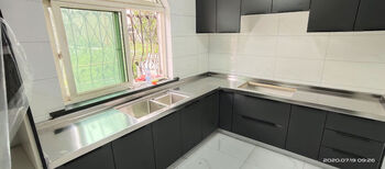 Xintilai stainless steel shanghai thickened stainless steel countertops custom-made full 304 stainless steel cabinets overall renovation of the kitchen cracked stove top ecological board wooden cabinet cabinet + door panel + stainless steel countertop