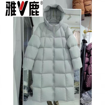 Yalu goose down long down jacket for women 2026 new style over the knee slim fit trendy fashion thickened hooded winter warm jacket goose down jacket 95% white goose down women ice blue high-end western style down jacket for small people s recommended 100-130 catties high-end western style down jacket for small people