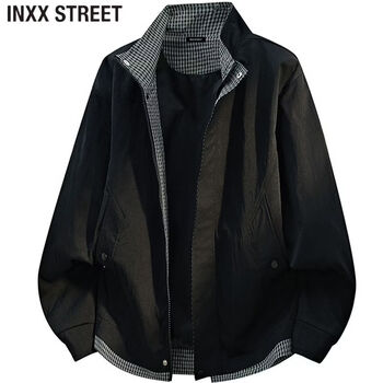 Inxx (inxx) inxx street american trendy brand plaid lined stand collar jacket men's autumn large size fashionable casual jacket black m recommended 90-110 pounds