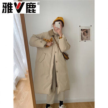 Yalu 2026 winter new khaki down jacket women's mid-length over-the-knee korean style workwear thickened white duck down jacket xs