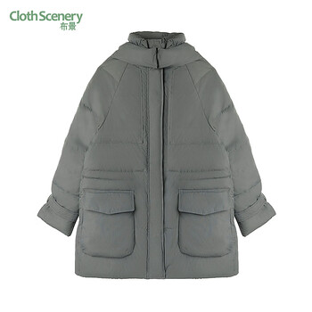 Clothscenery down jacket women's mid-length 2025 winter new simple loose hooded white duck down thick coat 0273 gray s