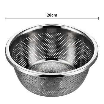 Camellia camellia stainless steel drain basket household vegetable washing stainless steel leak basin drain blue stainless steel leak basin (28cm) 1 piece