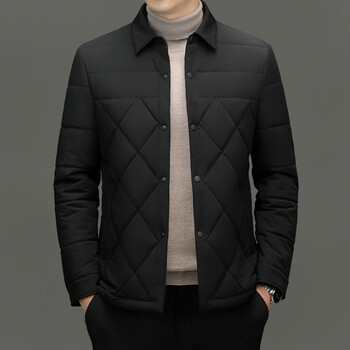 Kbxng jinba high-end light luxury men's spring and autumn new filled wool cotton clothes business casual middle-aged cotton clothes jacket black l 175