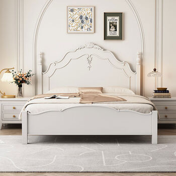 Yusenyi bed girls' bedroom 18 double bed retro princess bed white master bedroom marriage bed thickened silent bed board 18002000 air pressure structure