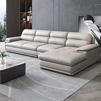 Gu jia shufu modern simple first-layer cowhide leather sofa living room left and right imperial concubine size nordic leather sofa combination exclusive version fully wrapped leather + latex seat bag + pine wood frame 3.6 meters double seat + single seat + concubine seat concubine seat