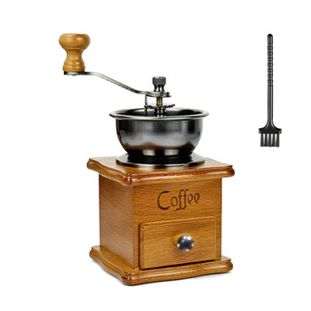 Delonghi quality same vintage classic hand-cranked solid wood bean grinder ceramic core coffee bean grinder grinder coffee machine solid wood light color (metal handle model) free measuring spoon brush