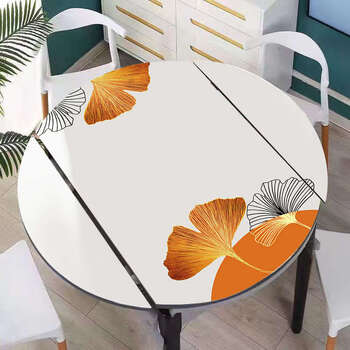 Yusenyi tablecloth thickened waterproof and oil-proof no-wash table mat-shaped high temperature cuttable tablecloth thick tablecloth ginkgo leaf 85/133 103 middle oval part