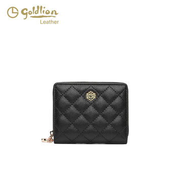 Women's bag 2024 new genuine leather wallet fashionable portable multi-card slot wallet small fragrant style versatile small card holder black