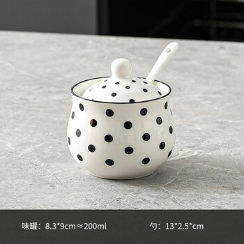 Tuojin japan imported quality hepburn style ceramic seasoning jar set household seasoning box seasoning jar salt shaker seasoning bottle set polka dot-drum-shaped single jar
