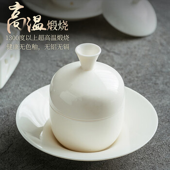 Zeroky clan dehua white porcelain stew pot, ceramic soup bowl, water-proof stew pot, steamed egg porridge, bird's nest pot, steamed egg soup pot with lid, mutton fat jade porcelain-apple stew pot