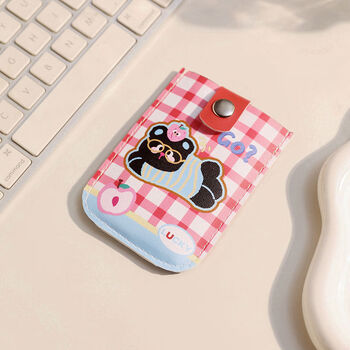 Cartoon pull-out card holder, new cute card holder, niche design coin purse, multi-card slot bank card holder, peach dog