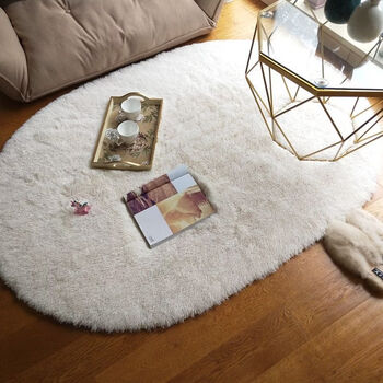 Fantasy bedroom bedside oval carpet machine washable home living room coffee table sofa cushion long hair gradient customizable size 80x160cm variegated gradient khaki (rectangular)