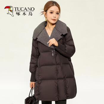 Woodpecker large lapel fashionable temperament down jacket for women 2025 winter new style foreign style age-reducing mid-length thickened warm jacket
