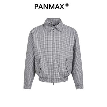 Panmax american retro plaid jacket casual spring and autumn new men's fashion casual windproof jacket gray m recommended 95-115 catties
