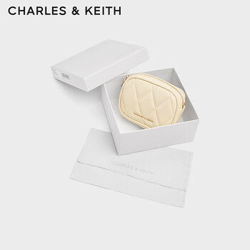 Charles&keith mini rhombus chain small square bag card holder birthday gift new year gift for girlfriend ck2-00770664 butter yellow (new color) xxs