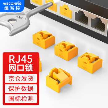 Weizhikong network port lock network port blocker network port dust plug network cable port plug removable sealing plug embedded/yellow (100 pieces + 2 tools)