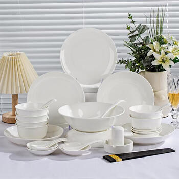 Kangqin underglaze color bowls, plates and tableware set guanshanyue 30-head upgraded gift box with free rice shovel