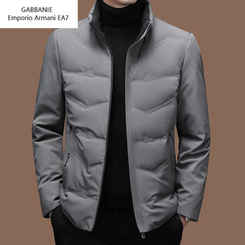 Emporio armani ea7 armani winter down jacket men's short stand-up collar thickened warm high-end casual men's middle-aged jacket men 207 gray xl recommended 130-145 pounds